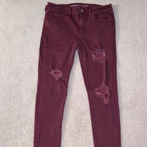 Maroon American Eagle Jeggings
